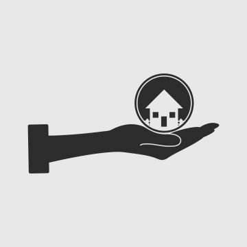 Real Estate Silhouette Vector PNG, Real Estate Icon House Symbol On Hand Sign, House Icons, Hand Icons, Sign Icons PNG Image For Free Download